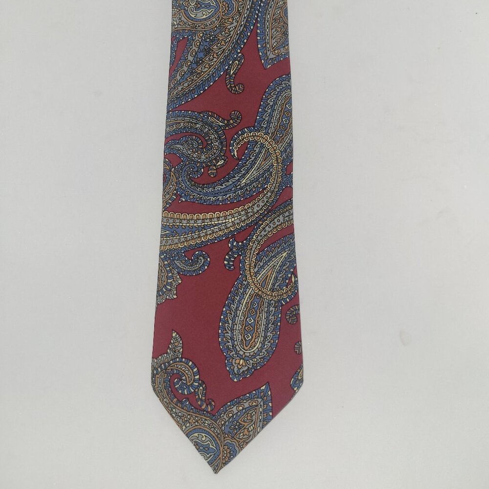 Oscar De La Renta Studio Tie Burgundy and Blue Paisley Men's
